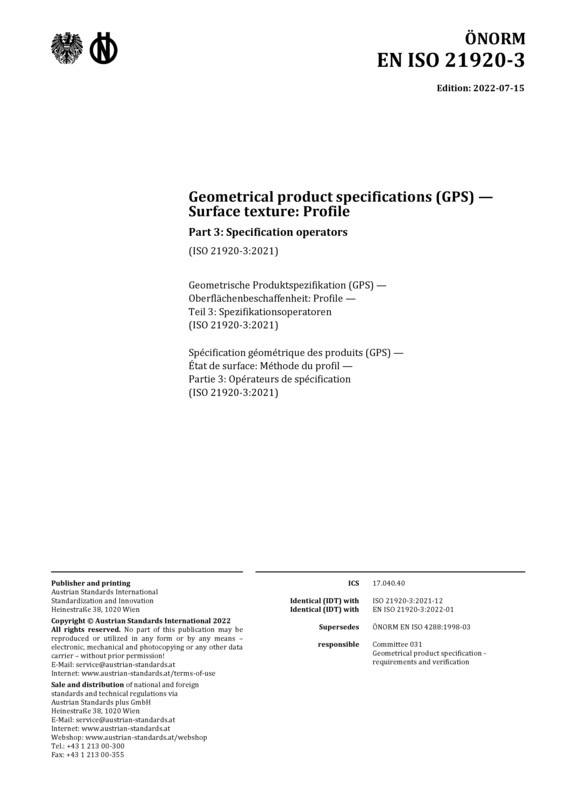 ÖNORM EN ISO 21920-3:2022 07 15 | Austrian Standards
